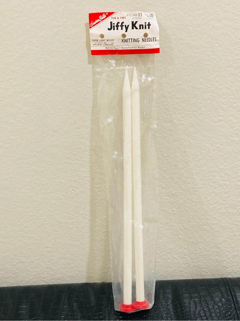 NWT Jiffy Knit size 17 12.7mm White Knitting Needles by Susan‎ Bates